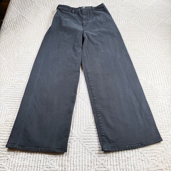 Universal Thread Denim - Universal Thread Wide Leg Ankle Jeans Women's 4 Black High Rise Boho Grunge Edgy